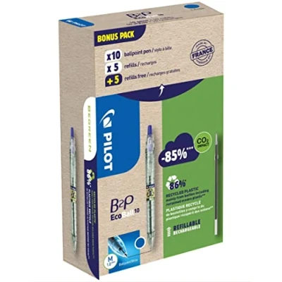 Imagen de Pilot 94297 Bonuspack 10 bolígrafos y recambios B2P Ecoball, azul, punta 1.0 mm