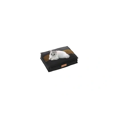 Imagen de Ellie Bo Cama Mediana para Perros de 71 x 48 10 cm, Funda a Rayas en Negro y marrón Jaula Perro 30 Pulgadas