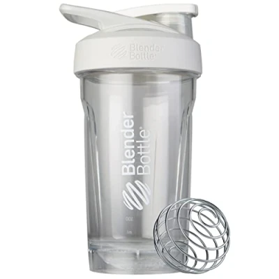 Imagen de Blender Bottle Strada Shaker Cup perfecta para batidos de proteínas y pre entrenamiento, 24 onzas, color blanco