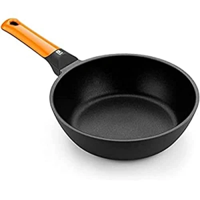 Imagen de BRA Efficient Orange Sartén honda 28 cm, aluminio fundido con antiadherente Platinum Plus, apta para todo tipo de cocinas incluida inducción, libre PFOA