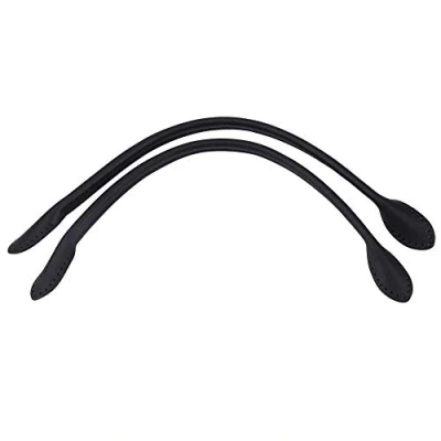 Imagen de POFET Par de asas cuero genuino para bolso, correas repuesto accesorios mano, 60 cm, color negro