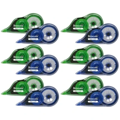 Imagen de Bismark Tipex Cinta Correctora Blanca, 5 mm x 12 metros, Set Cintas Correctoras Ideal para Material Escolar y Papeleria Oficina, Útil Borrar Escribir de Inmediato (Pack 12)
