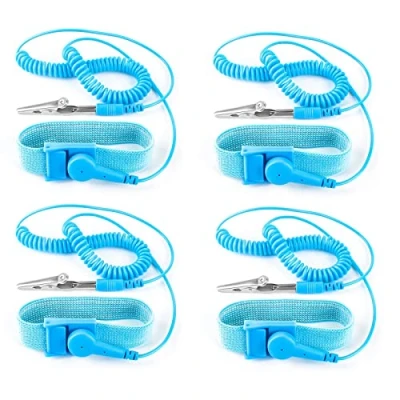 Imagen de Pulseras Antiestaticas,4 PCS Munequera Antiestatica Banda de Muñeca para ESD con Toma Tierra Evita la Acumulación Electricidad Estática