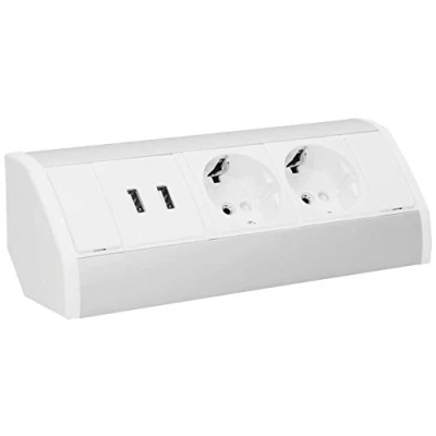 Imagen de ORNO OR GM 9003/W G(GS) Enchufe de Esquina con 2 Compartimentos Seguridad Infantil y Cargadores USB 45 Montaje