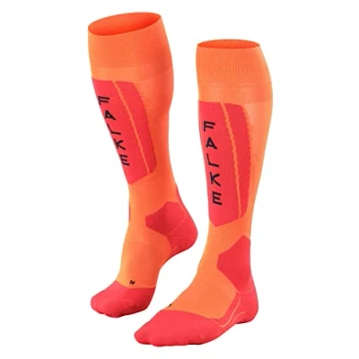 Imagen de FALKE SK5 Expert M KH seda hilo funcional calida fino 1 par, Calcetines de esquí Hombre, Naranja (Flash Orange 8034), 39 41