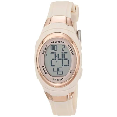 Imagen de Armitron Sport 45/7034 Reloj Deportivo Digital con cronógrafo y Correa de Resina, para Mujer, Negro/Dorado