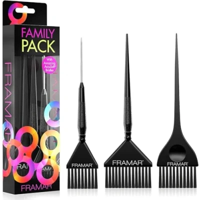 Imagen de FRAMAR Juego de brochas para teñir el Cabello, brocha Kit decoloración del Cabello aligerar Paquete 3 Negro
