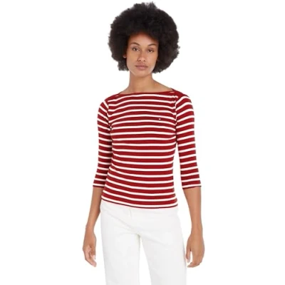 Imagen de Tommy Hilfiger NEW CODY SLIM BOAT 3/4 Camiseta de manga larga, Mujer, Talla: 3XL, Breton/dark magma/ecru