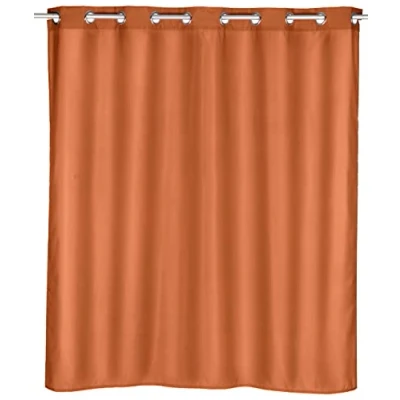 Imagen de WENKO cortina de ducha «Comfort Flex» terracota, textil higiénica, lavable, impermeable, con dispositivo colgado integrado, permite un rápido y fácil, 180 x 200 cm
