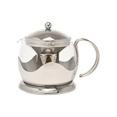 Imagen de La Cafetière Tetera de vidrio con infusor hojas sueltas 1 l, color plateado