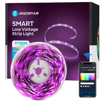 Imagen de Aigostar Tira LED Alexa 10 M, Luces Habitacion Inteligente Compatible con Alexa, Google Assistant, Música DIY, RGB para Habitacion, Cocina, Fiesta, Bricolaje, Decoración del Hogar