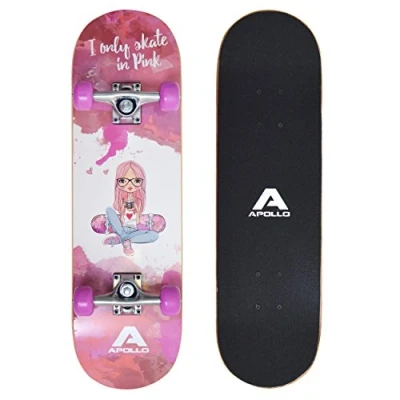Imagen de Apollo Skateboard Niño Monopatín con Cojinetes ABEC 3 y Ejes de Aluminio Skate Completo Diseños Geniales Monopatines para Niños a Partir Años