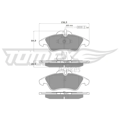 Imagen de TOMEX brakes TX 10 931 Juego de pastillas freno Eje delantero con contacto avisador desgaste MERCEDES BENZ: Vito Furgón, Bus