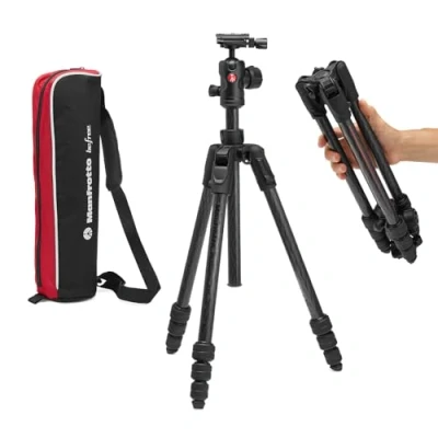 Imagen de Manfrotto Befree Advanced AS, Camera Tripod, Twist Lock, Compatible with Arca Swiss, Portable, Compact Travel Tripod Kit, Ball Head, Carbon for DSLR, Mirrorless Cameras, Accessories