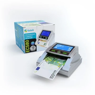 Imagen de YATEK Detector de Billetes Falsos EC580 con 6 métodos detección, batería incluida y Preparado para los nuevos 100 200