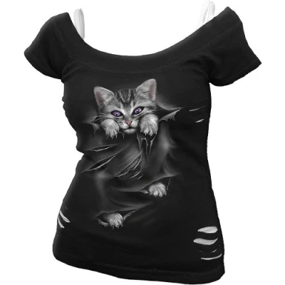 Imagen de Spiral Bright Eyes Top Rasgado 2 en 1 Negro y Blanco XL