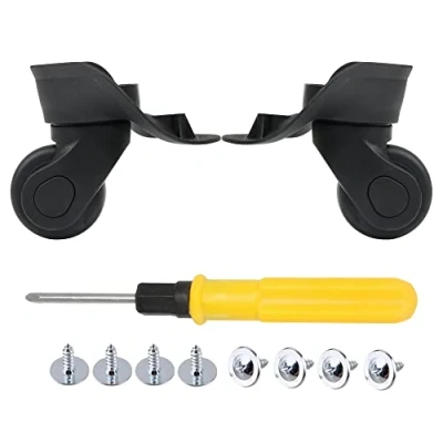 Imagen de BQLZR W041 9,1 cm x 10,7 4,9 plástico negro DIY ruedas giratorias para equipaje izquierda y derecha repuesto accesorios paquete de 2