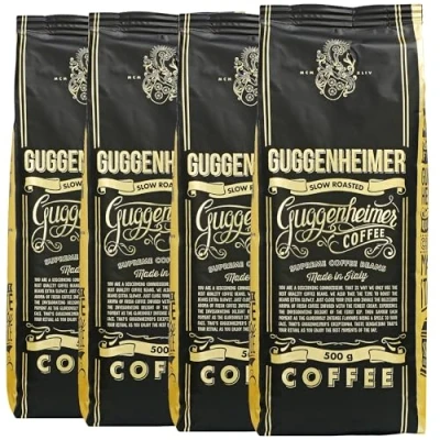 Imagen de Guggenheimer Supreme Café en Grano Natural 2Kg Tueste Muy Lento Mezcla Cafe Arabica y Robusta Máquinas Automáticas 4x500 g