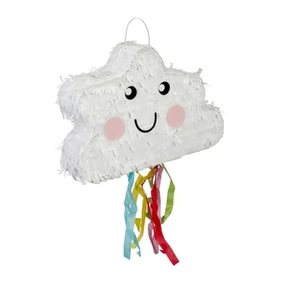 Imagen de Relaxdays Wolken Pinata Piñata Nube, para Colgar, Fiestas de Cumpleaños Niñas, Rellenable, Arcoíris, Multicolor, Cartón, 28x40x10cm