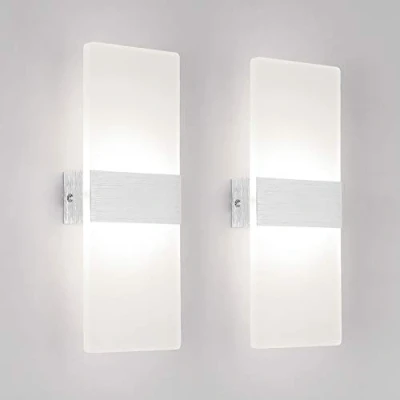 Imagen de Klighten Lámpara de Pared Interior 12W Moderna Apliques Blanco Natural 4000K perfecto para Salon Dormitorio Sala Pasillo Escalera(2 pack)