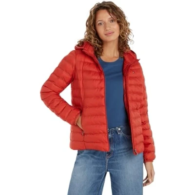 Imagen de Tommy Hilfiger Mujer Cazadora Padded Global Stripe Jacket de Entretiempo, Rojo (Terra Red), XS