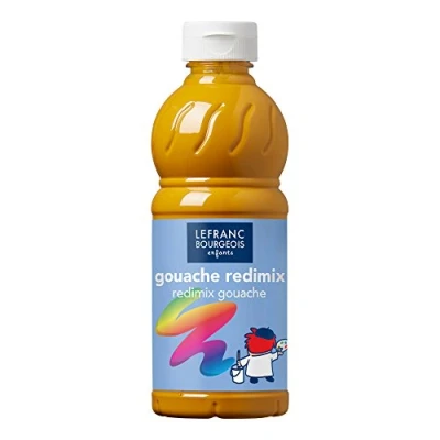 Imagen de Lefranc Bourgeois L&amp;B Educación, gouache líquida Redimix, témperas para niños, 500ML ocre amarillo, pinturas niños y manualidades