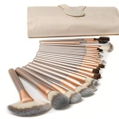 Imagen de Nestling 18 Piezas Juego de Pinceles Maquillaje Profesional con Estuche Viaje Mango Madera Cepillo Kabuki Fibra Sintética Para Base, Rubor Sombra Ojos Poder Facia