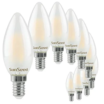 Imagen de SUNSEED 10x Bombilla Vela Filamento LED Esmerilada E14 4W = 40W Blanco Neutro 4000K