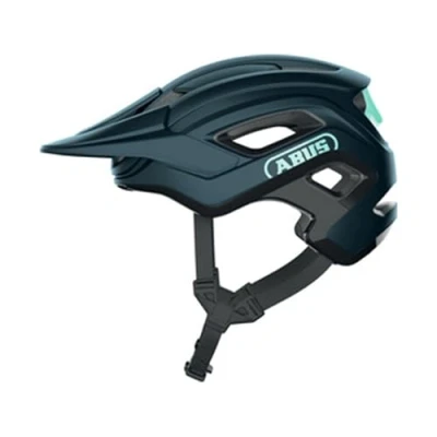 Imagen de ABUS casco MTB Cliffhanger de ciclismo para senderos exigentes con grandes aberturas ventilación y sistema correas TriVider hombres mujeres azul/verde menta, talla L