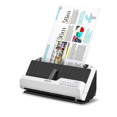 Imagen de EPSON DS C330, Escáner Vertical de Documentos A4, USB, Alimentador Automático Documentos, escaneado Doble Cara (dúplex), Color Blanco