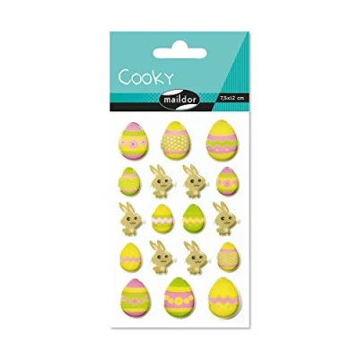 Imagen de Clairefontaine ES Maildor Pegatinas Cooky de conejos y huevos, multicolor