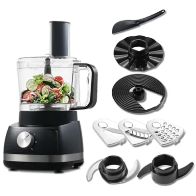 Imagen de TopStrong Procesador de Alimentos, 800W Robot Cocina, 3 Velocidades y Pulse, Recipiente 2L, Incluye Discos Corte, Picadora, Amasadora Batidor