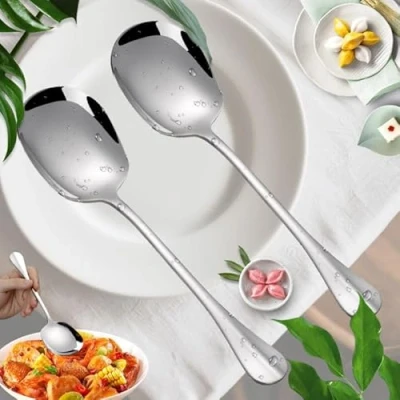 Imagen de SUpoetry 2 piezas Cucharas para Servir, Cuchara de Ensalada, Sopera, Utilizado en Cafeterías, Hoteles, Picnics, Fiestas