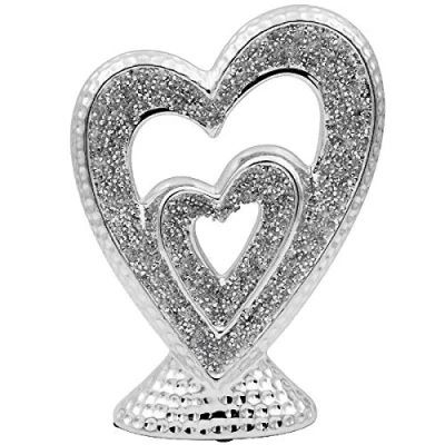 Imagen de The Leonardo Collection LP46302 Escultura Plateada con Doble corazón (1 unidad 17 x 6 23 cm)