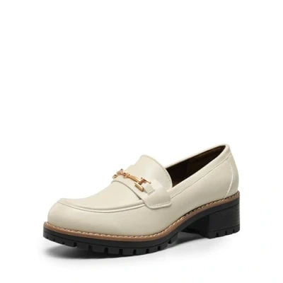 Imagen de DREAM PAIRS Zapatos Mujer Mocasines con Tacon Ancho Clasico Loafers Plataforma,Size 40,Beige PU,SDLS2410W