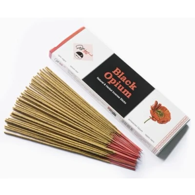 Imagen de Giftbrit varillas de incienso opio negro natural y herbal, 100 con 1 soporte para meditación, yoga, iglesia, relajación, curación positividad