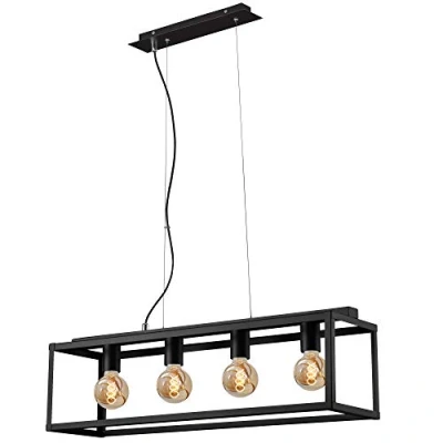 Imagen de BRILONER Leuchten lámpara de mesa, con 1 luz, mesilla retro, vintage, acero negro, 1x E27, máx. 40 vatios, incluido interruptor cable, 170x170x200 mm (Largo x ancho alto)