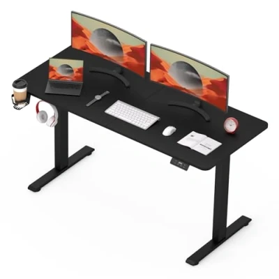 Imagen de SANODESK QS+ 140 x 60 cm Escritorio Elevable Eléctrico con Tablero Regulable en Altura Telescópico Bidireccional Control de Memoria y Tecnología Anticolisión (Negro)