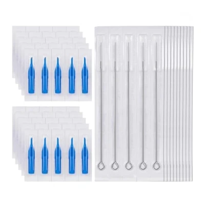 Imagen de ATOMUS 50 Pieces Sterilized Tattoo Needles 3rl Round Liner Needle With 3rt Tips Disposable Nozzle Tip Set