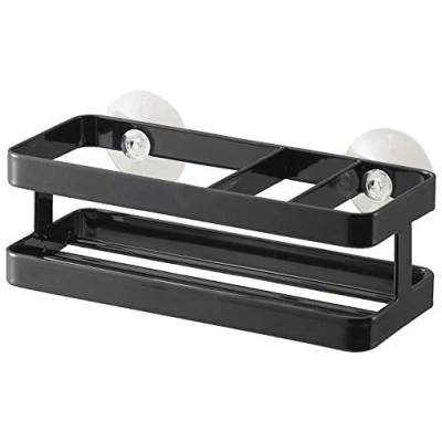 Imagen de YAMAZAKI 6772 Tower Soporte para Esponja y Botella con Ventosa, Negro, Acero, Minimalista, 18 x 8 6 cm