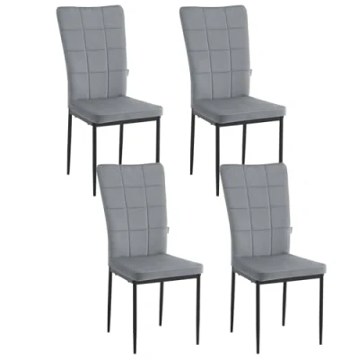 Imagen de WOLTU Sillas Comedor Pack de 4, Tapizadas, Respaldo Alto, Sillon Moderno Terciopelo, Ergonómicas con Patas Metal para Comedor, Dormitorio, Salón, Gris Oscuro, EZS22dgr 4