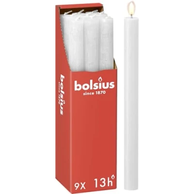 Imagen de Bolsius Dinner Candle Rustic Cloud White 27 cm 9 Pieces