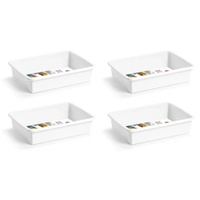 Imagen de AC Pack de 4 Bandejas Frigorificas Capaciadad 1,65 L Fabricado en Plástico Apto para Microondas y Congelador 6 x 26 19 cm Color Blanco
