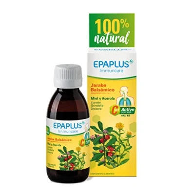 Imagen de EPAPLUS Immuncare Jarabe Balsámico, Adultos 150 ml, Sabor Limón, Ayuda a Suavizar la Garganta Irritada (Tos Seca), Favorece Eliminación de Mucosidad, Miel y Acerola