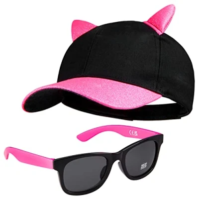 Imagen de CityComfort Conjunto de Gorra y Gafas Sol para Niñas, con Protección UV (Rosa Neon)