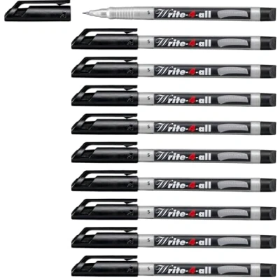 Imagen de Marcador permanente STABILO Write 4 all Punta superfina Caja con 10 unidades Color negro