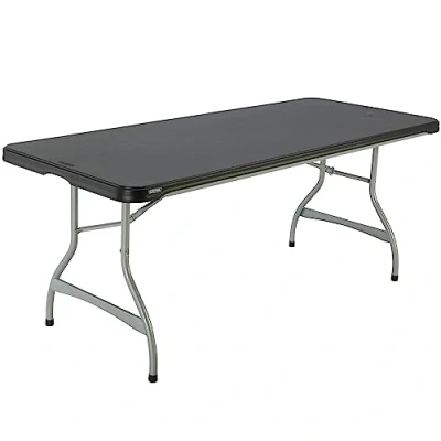 Imagen de LIFETIME Mesa plegable rectangular ultrarresistente negra, exterior e interior para jardín, terraza, eventos y catering, Medidas 182x76cm, altura 73,5cm, Mesas plegables grandes (92119)