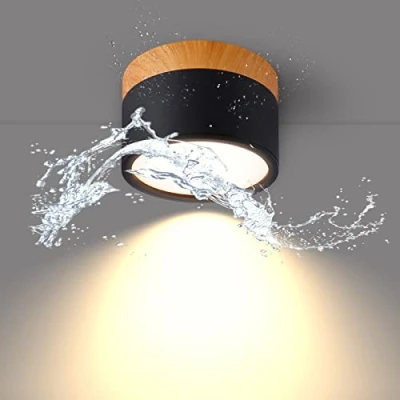 Imagen de Temgin Downlight Techo 12W IP65 3000K Foco LED Interior Ø11cm Negro Lampara Focos Blanco Cálido Aluminio 1080LM para Baño Cocina Pasillo Salon Lavadero Dormitorio