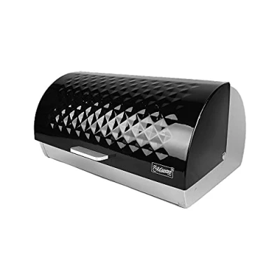 Imagen de Maestro MR 1676BL Panera con Tapa Deslizante para Pan y Galletas, diseño Elegante, Acero Inoxidable