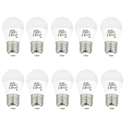 Imagen de Jandei Pack de 10 Bombillas LED mini G45, Casquillo E27, 7W, Blanco Frío 6000K para Lámparas Techo, Sistemas alumbrado, Navidad, Apliques Decorativos, Mesilla, Oficina, Despacho.